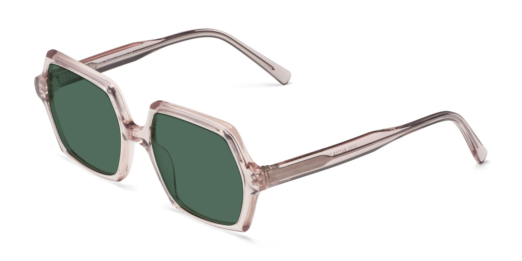 Angle of Melanie in Transparent Pink with Green Polarized Lenses