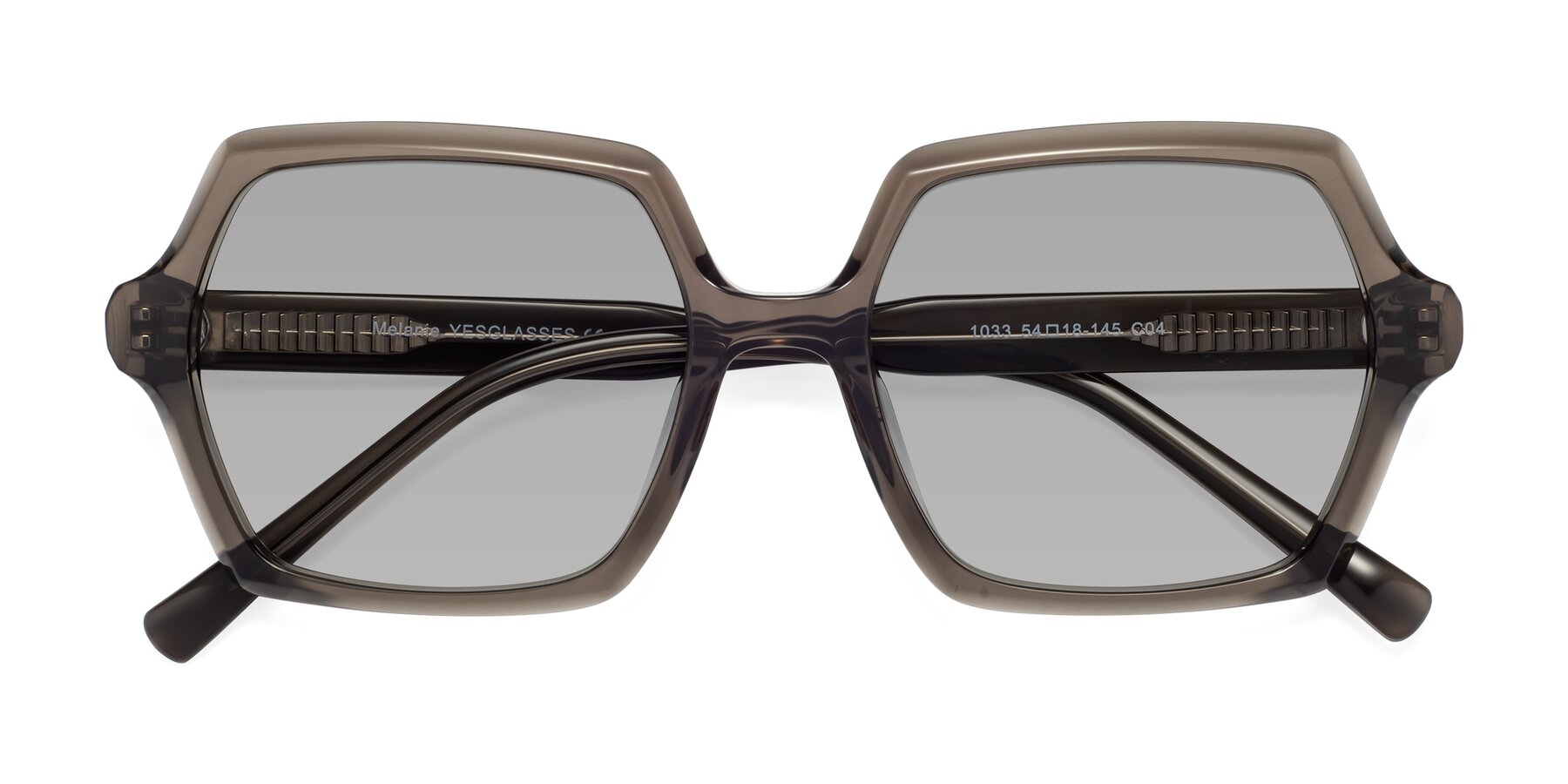 Folded Front of Melanie in Transparent Gray with Light Gray Tinted Lenses