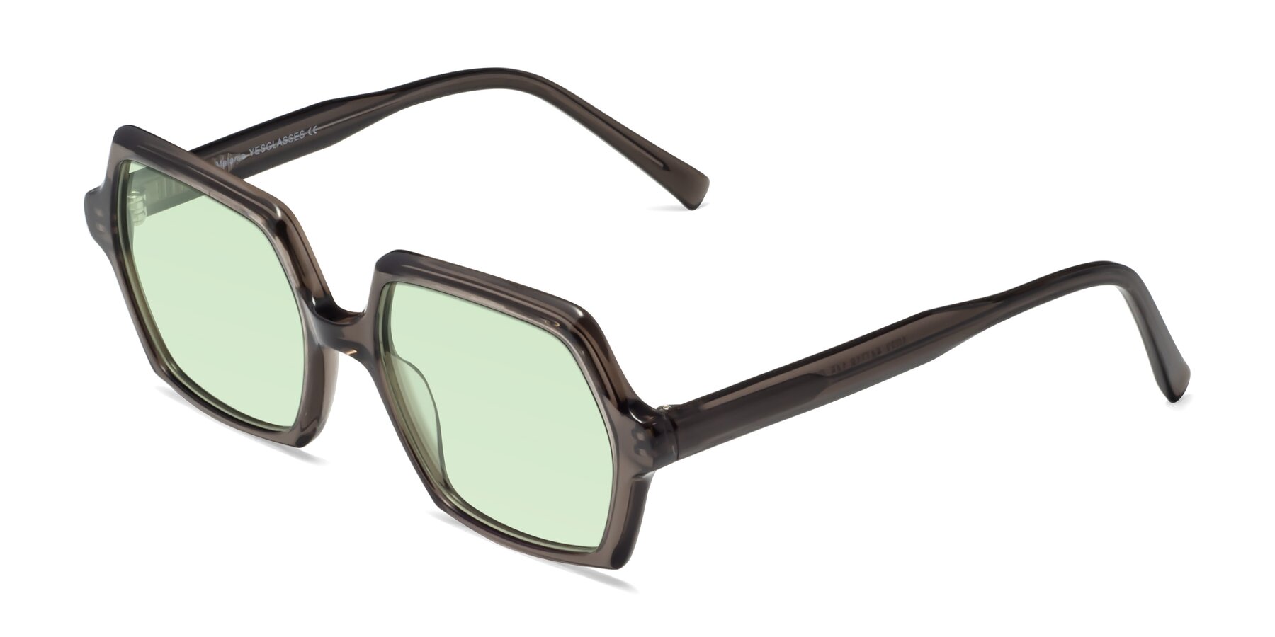 Angle of Melanie in Transparent Gray with Light Green Tinted Lenses