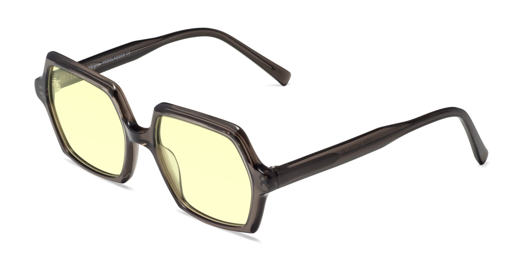 Angle of Melanie in Transparent Gray with Light Yellow Tinted Lenses