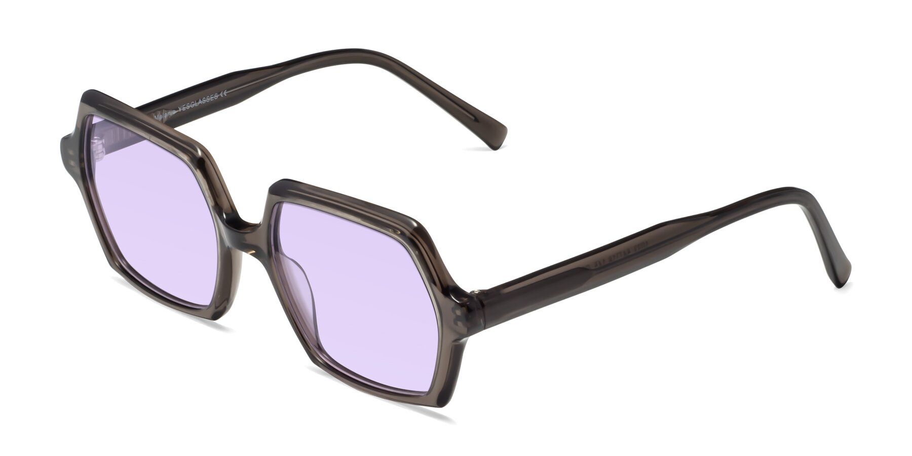 Angle of Melanie in Transparent Gray with Light Purple Tinted Lenses