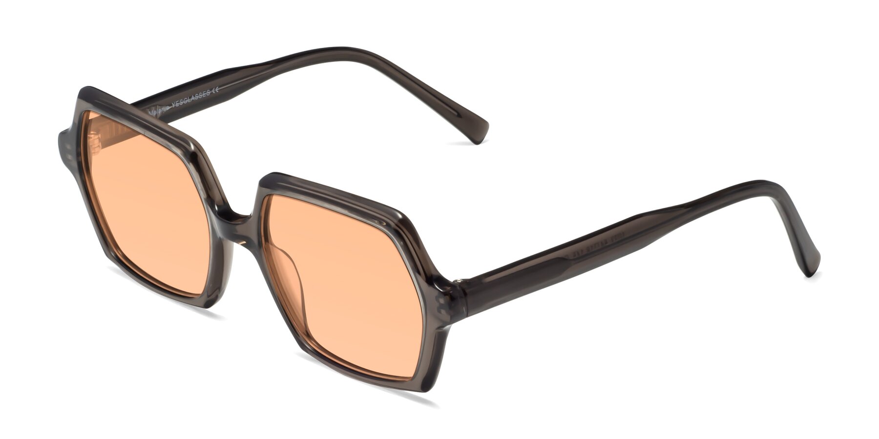Angle of Melanie in Transparent Gray with Light Orange Tinted Lenses