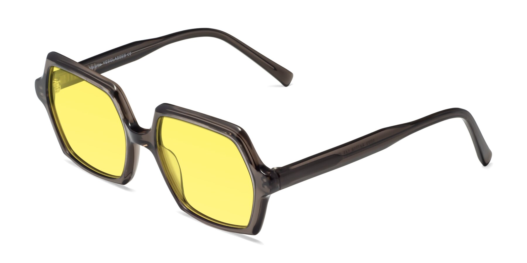 Angle of Melanie in Transparent Gray with Medium Yellow Tinted Lenses