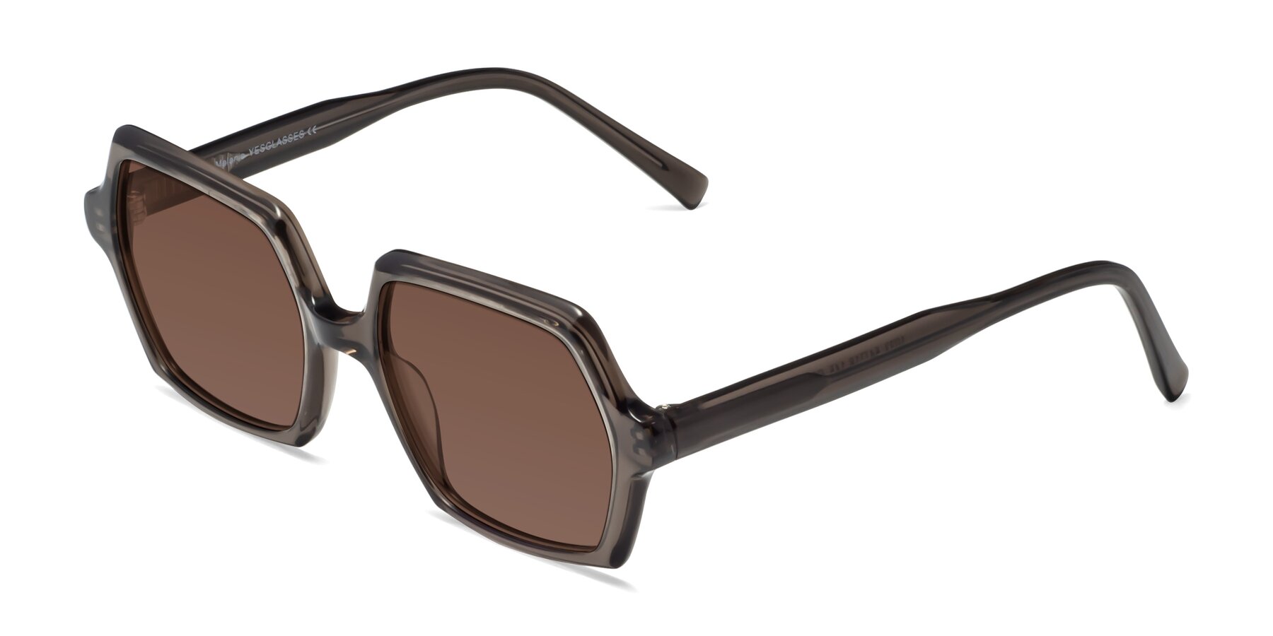 Angle of Melanie in Transparent Gray with Brown Tinted Lenses