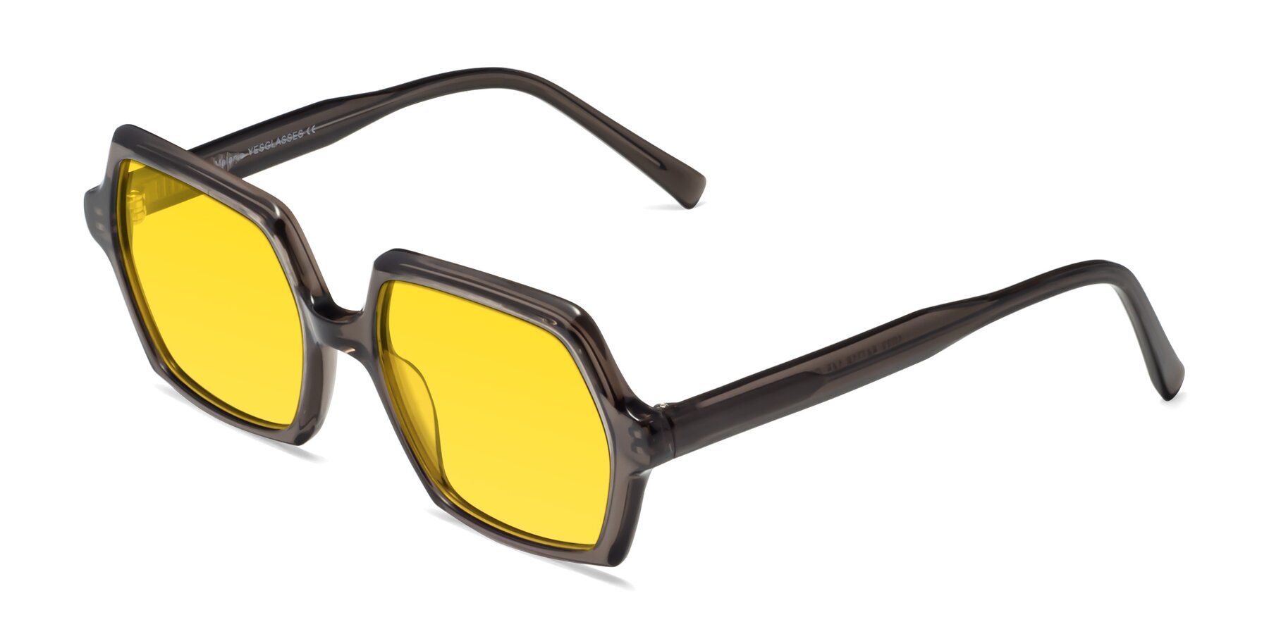Angle of Melanie in Transparent Gray with Yellow Tinted Lenses