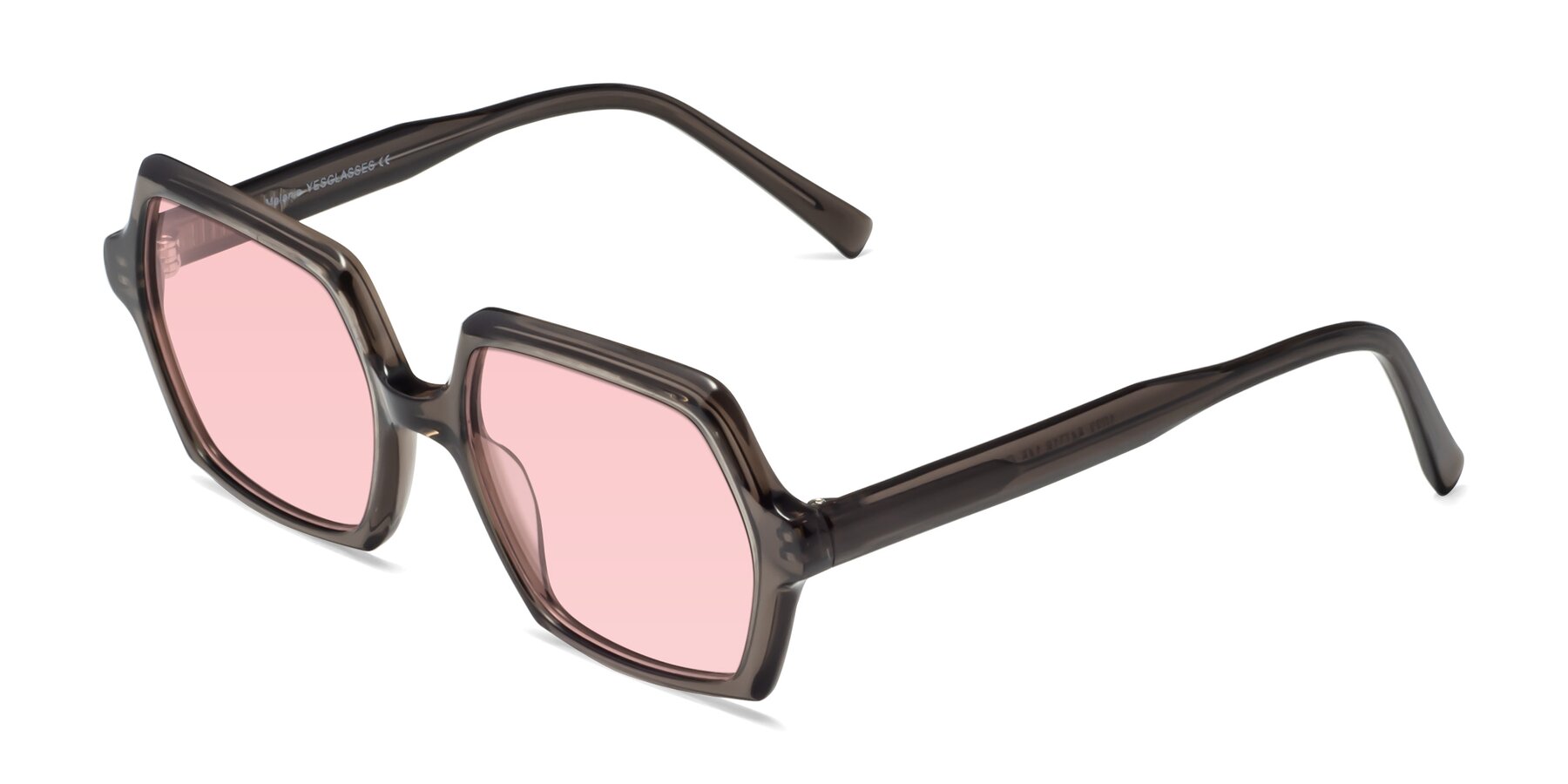 Angle of Melanie in Transparent Gray with Light Garnet Tinted Lenses