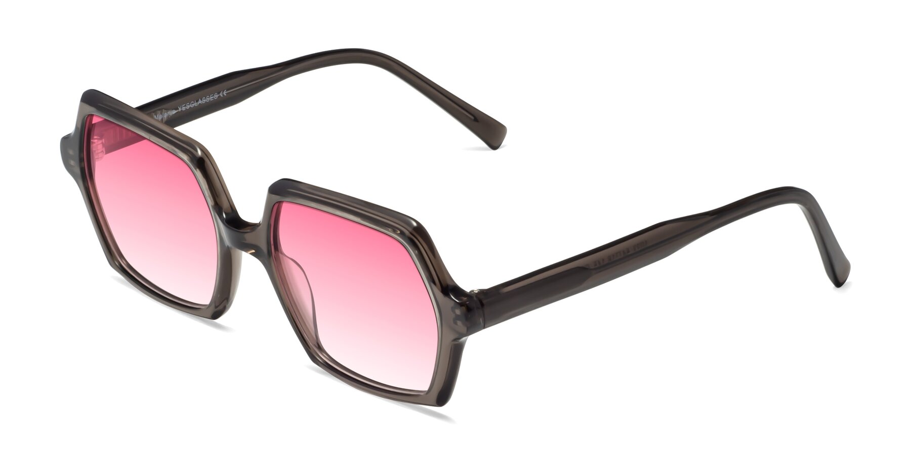 Angle of Melanie in Transparent Gray with Pink Gradient Lenses