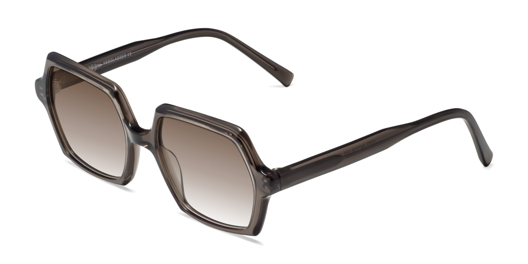 Angle of Melanie in Transparent Gray with Brown Gradient Lenses