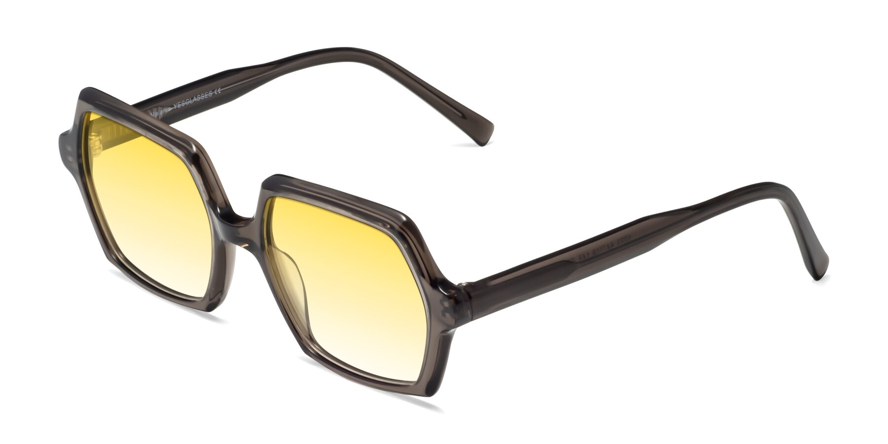 Angle of Melanie in Transparent Gray with Yellow Gradient Lenses