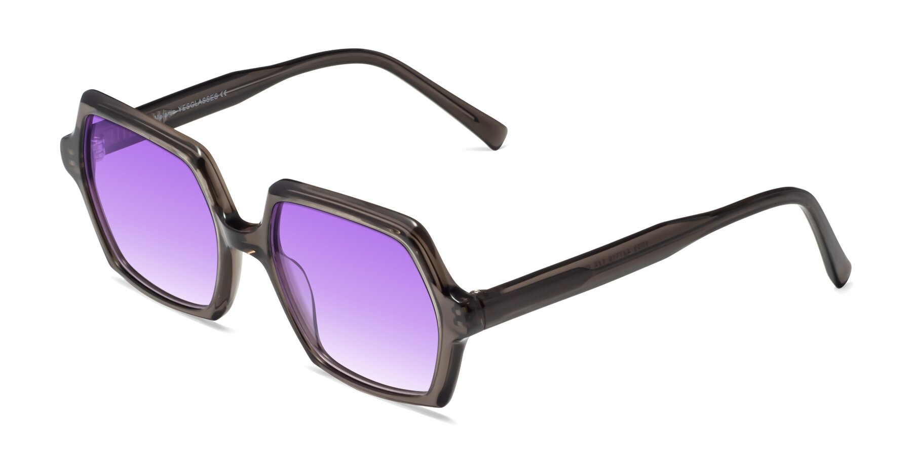 Angle of Melanie in Transparent Gray with Purple Gradient Lenses