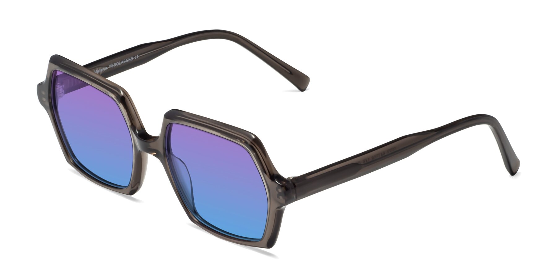 Angle of Melanie in Transparent Gray with Purple / Blue Gradient Lenses