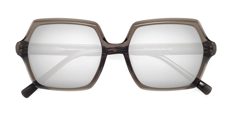 Melanie - Transparent Gray Flash Mirrored Sunglasses
