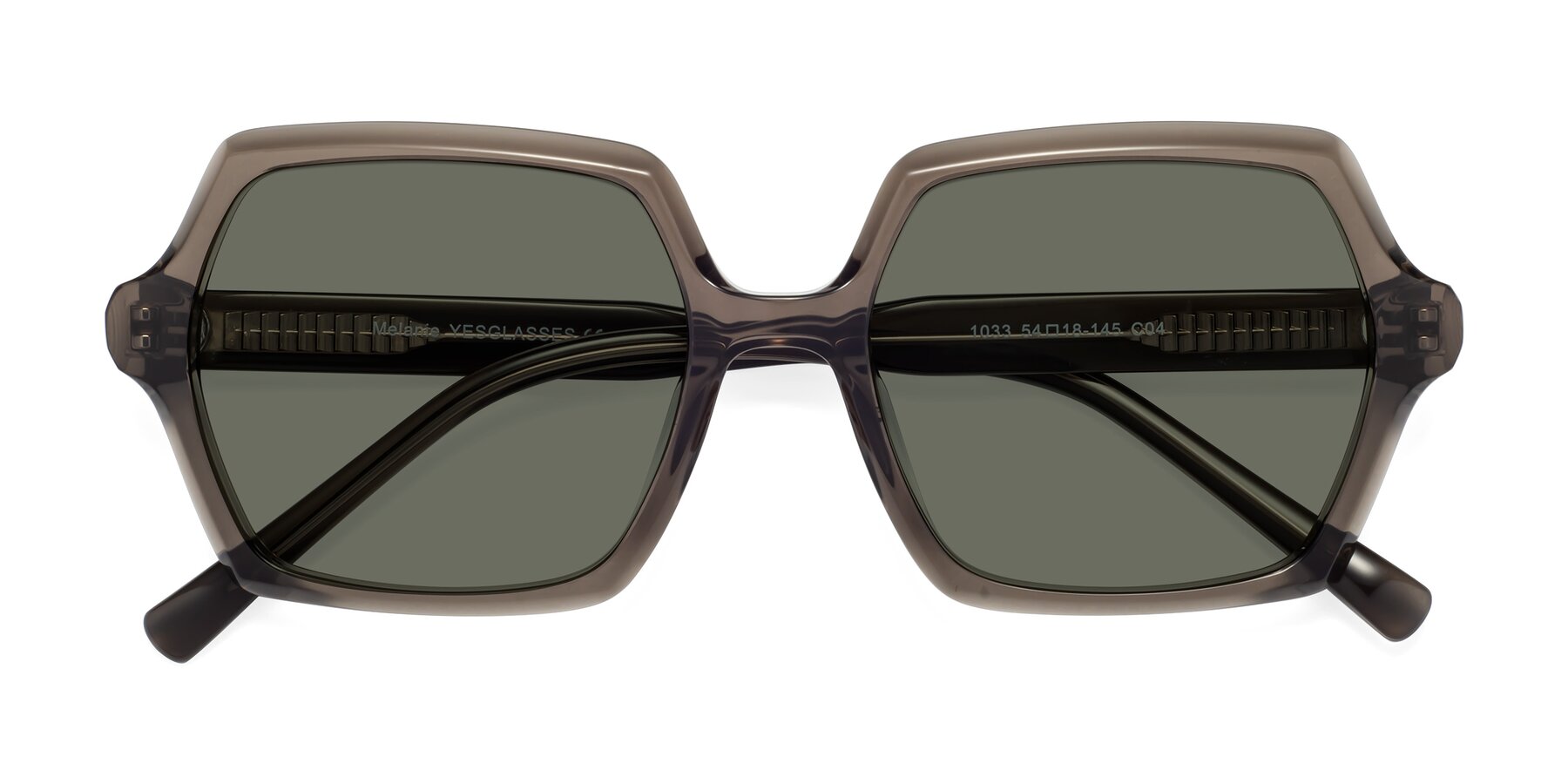 Folded Front of Melanie in Transparent Gray with Gray Polarized Lenses
