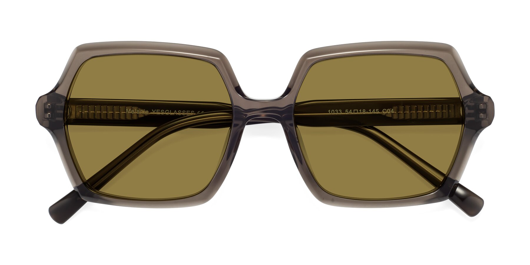 Folded Front of Melanie in Transparent Gray with Brown Polarized Lenses