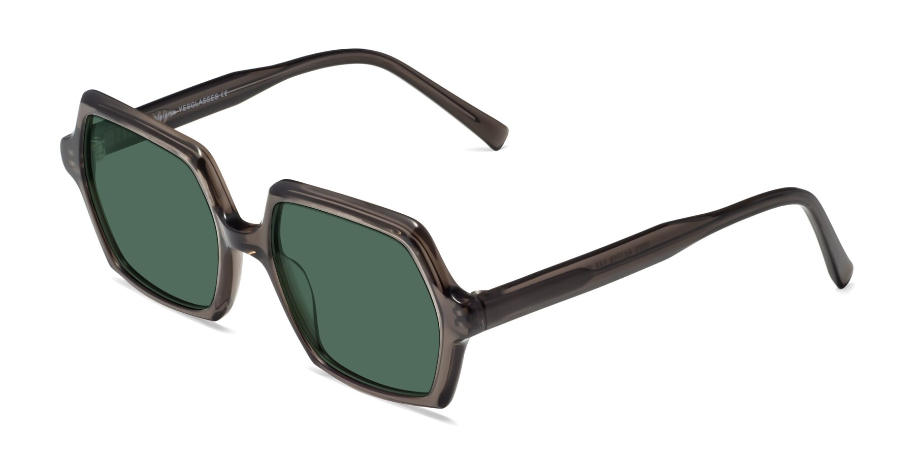 Angle of Melanie in Transparent Gray with Green Polarized Lenses