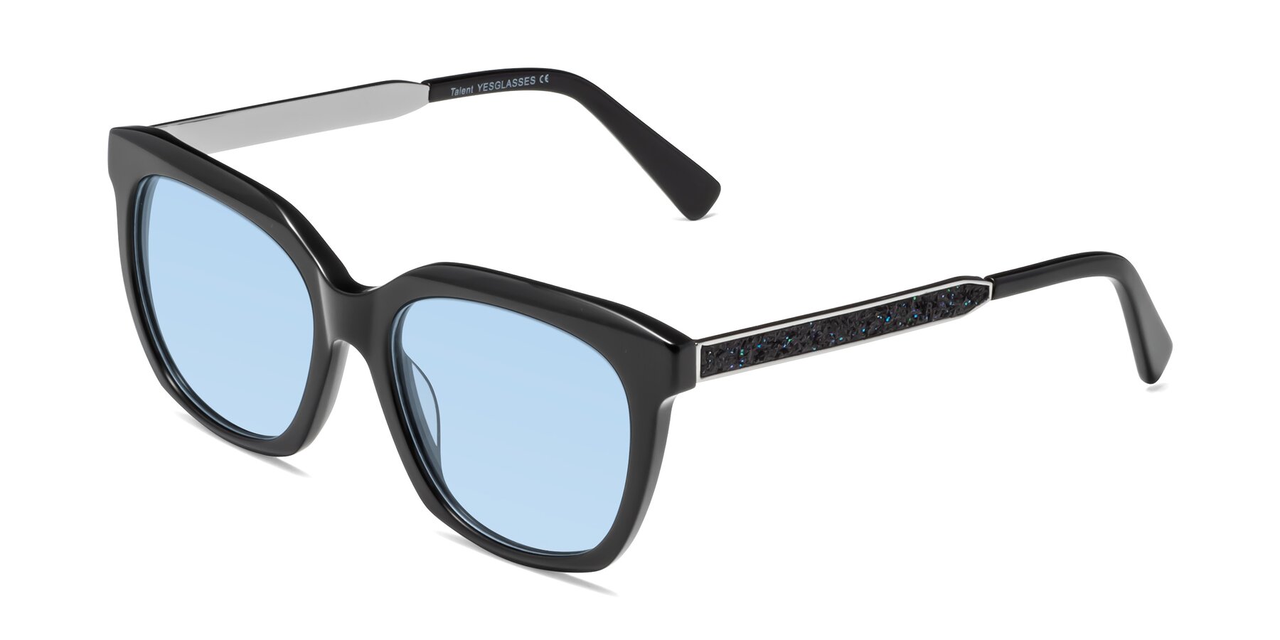 Angle of Talent in Black with Light Blue Tinted Lenses