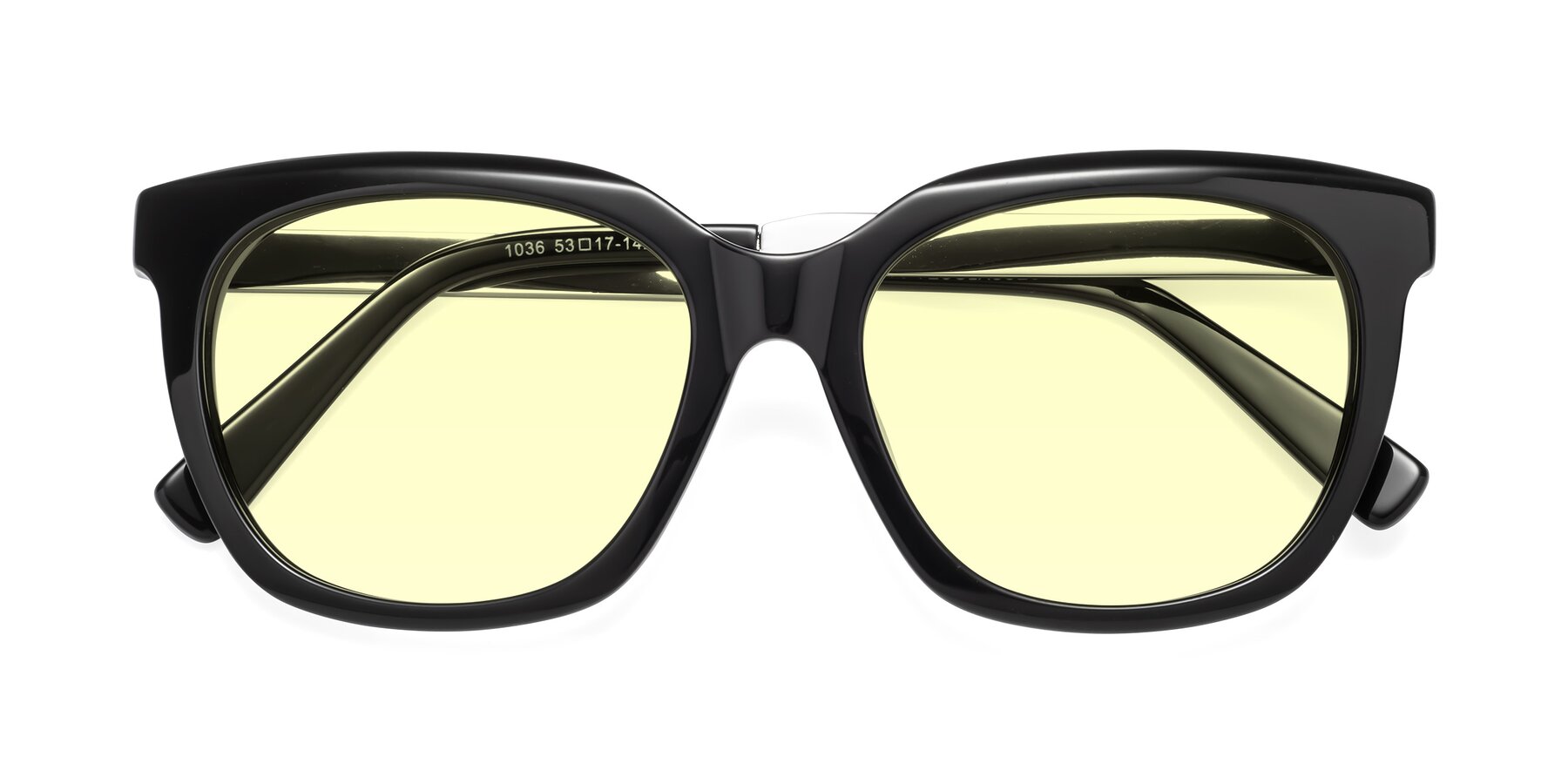 Folded Front of Talent in Black with Light Yellow Tinted Lenses