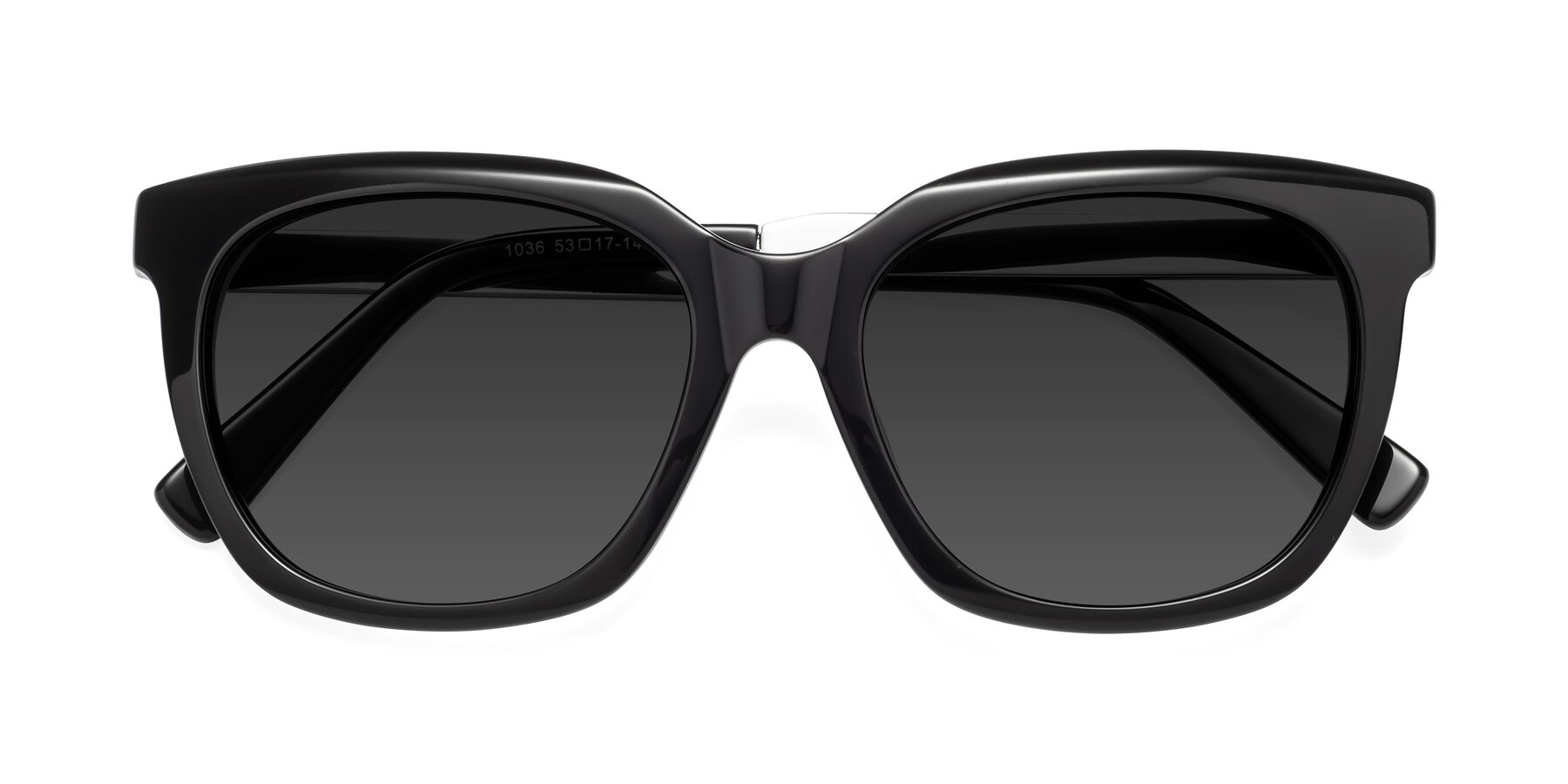 Folded Front of Talent in Black with Gray Tinted Lenses