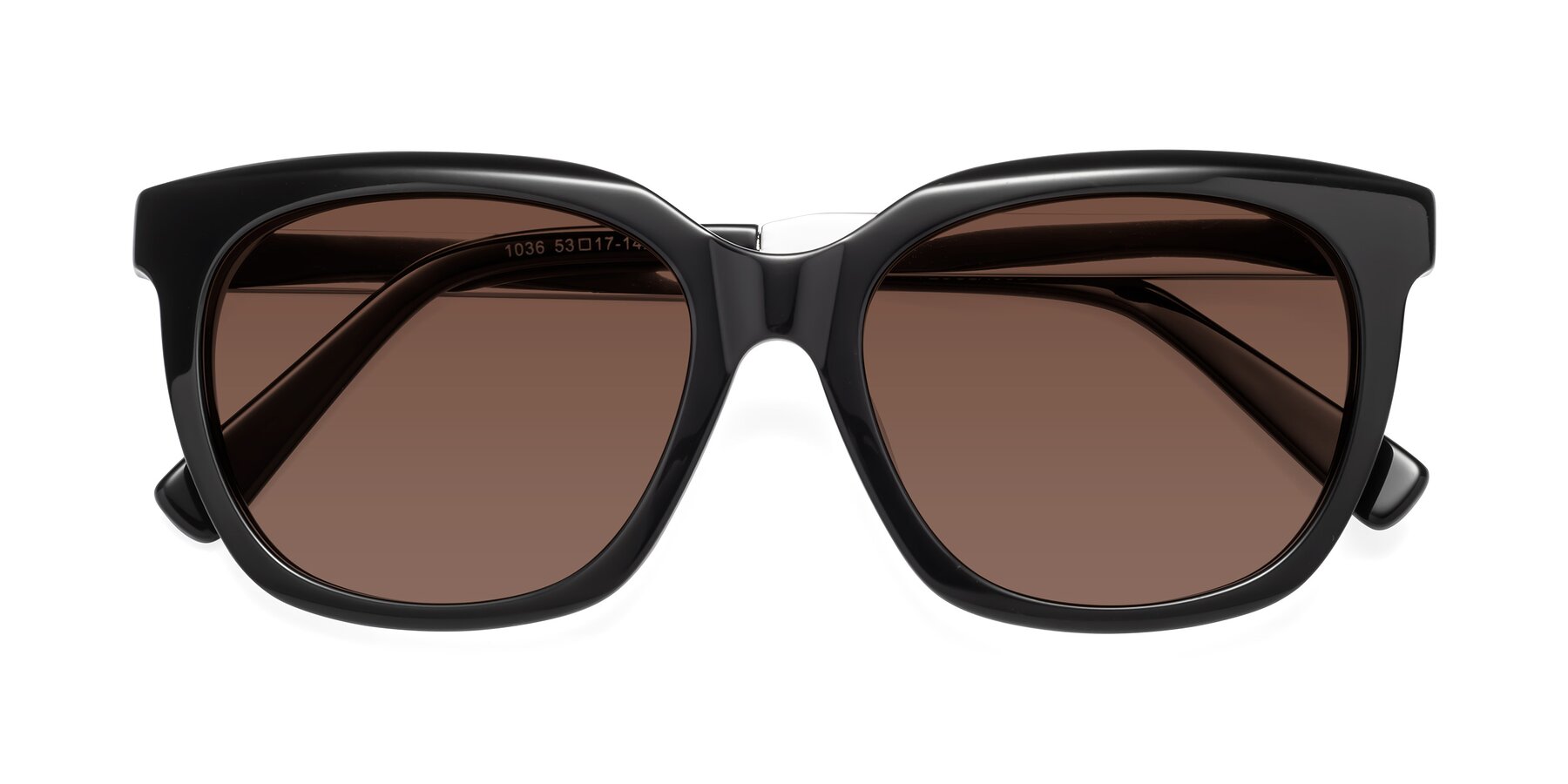 Folded Front of Talent in Black with Brown Tinted Lenses
