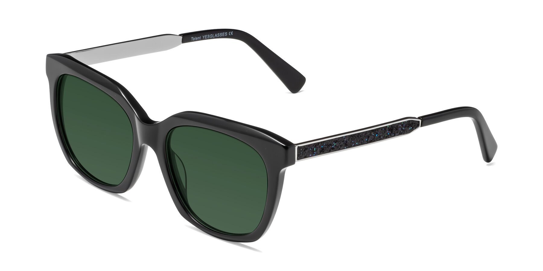 Angle of Talent in Black with Green Tinted Lenses
