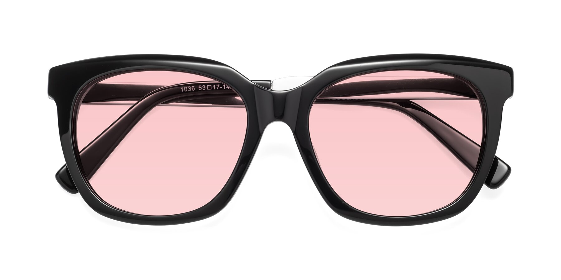 Folded Front of Talent in Black with Light Garnet Tinted Lenses