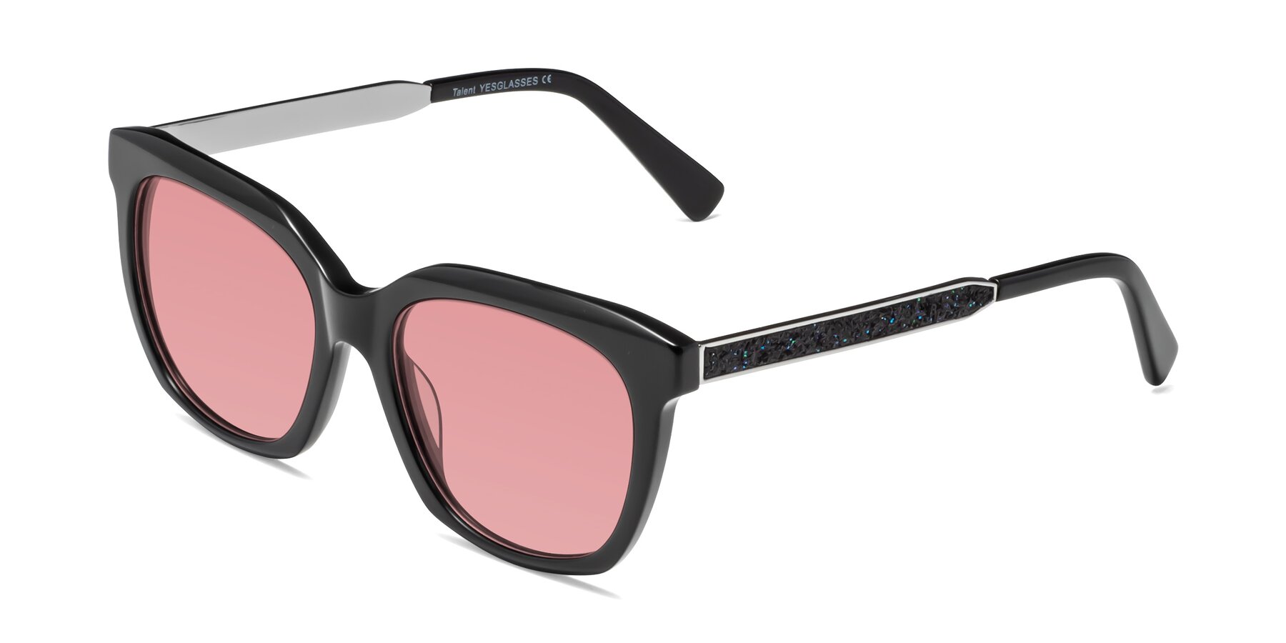 Angle of Talent in Black with Medium Garnet Tinted Lenses