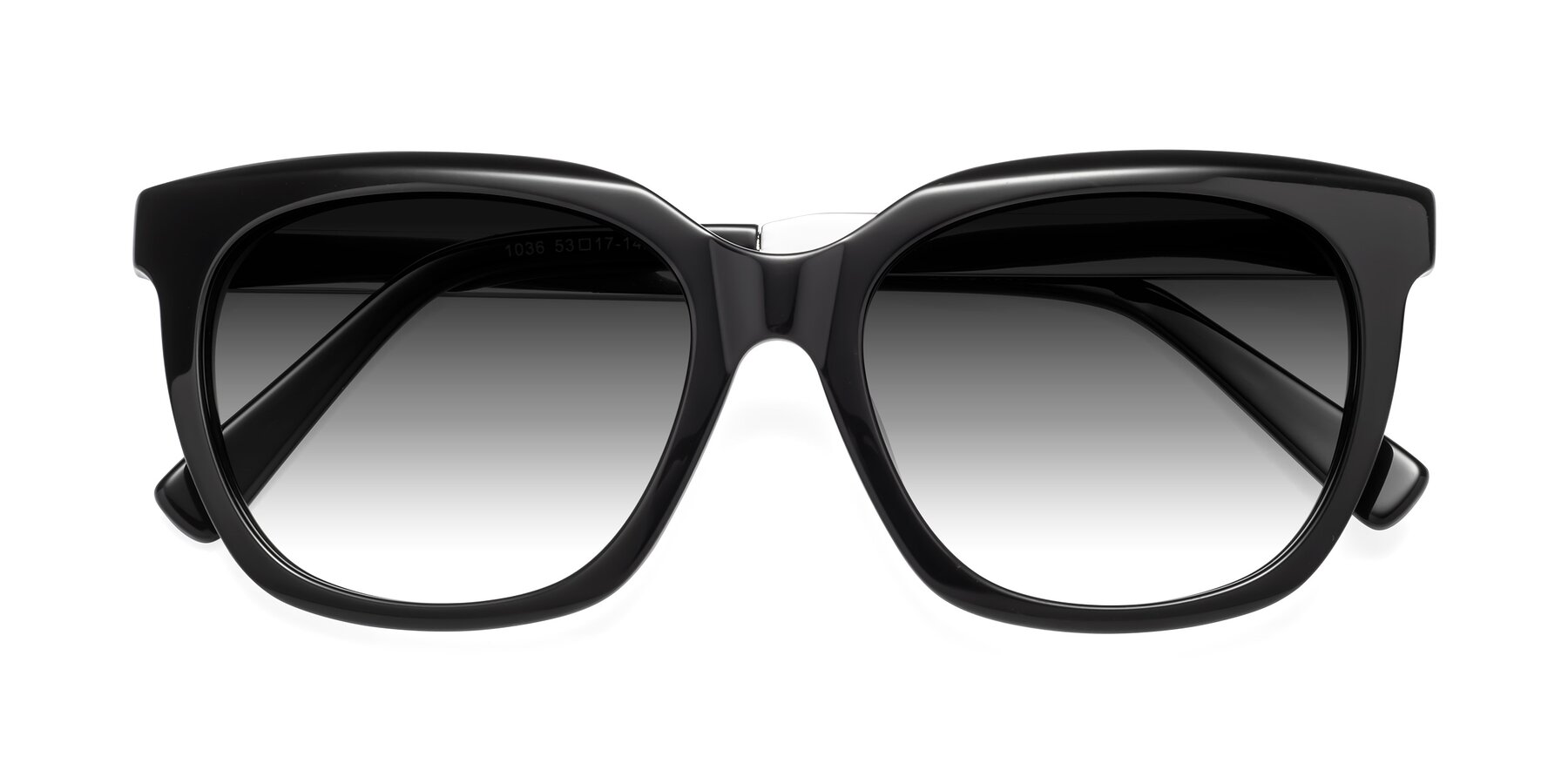 Folded Front of Talent in Black with Gray Gradient Lenses