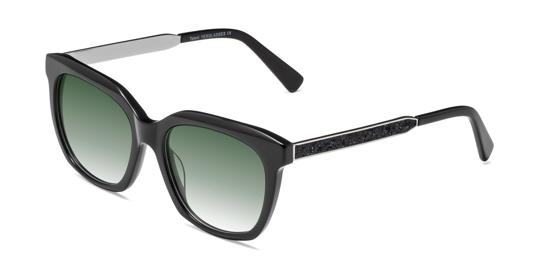 Angle of Talent in Black with Green Gradient Lenses