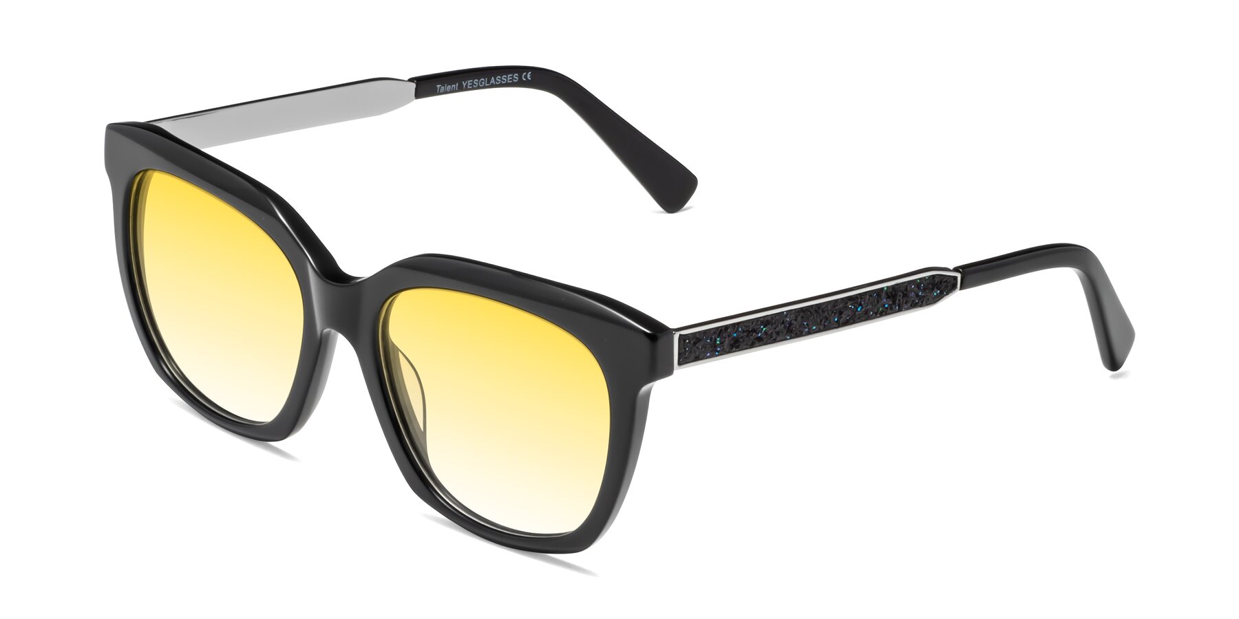 Angle of Talent in Black with Yellow Gradient Lenses