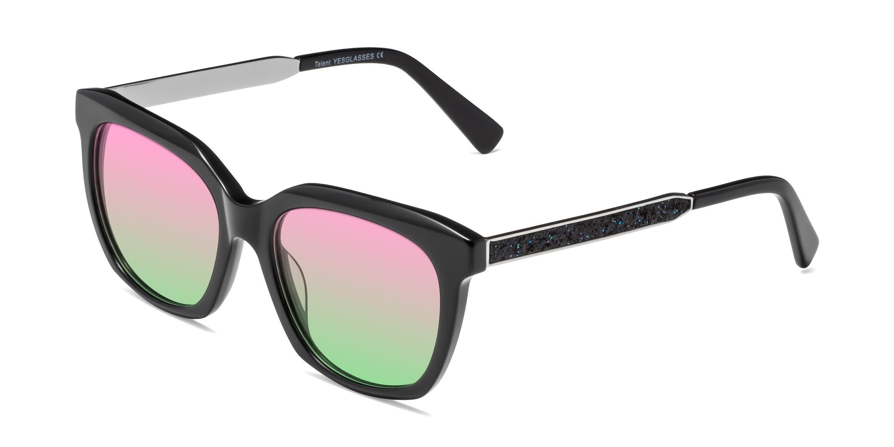 Angle of Talent in Black with Pink / Green Gradient Lenses