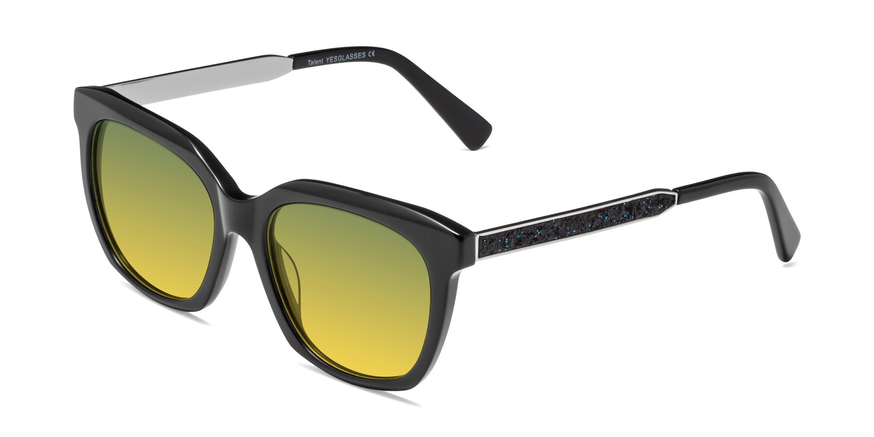 Angle of Talent in Black with Green / Yellow Gradient Lenses