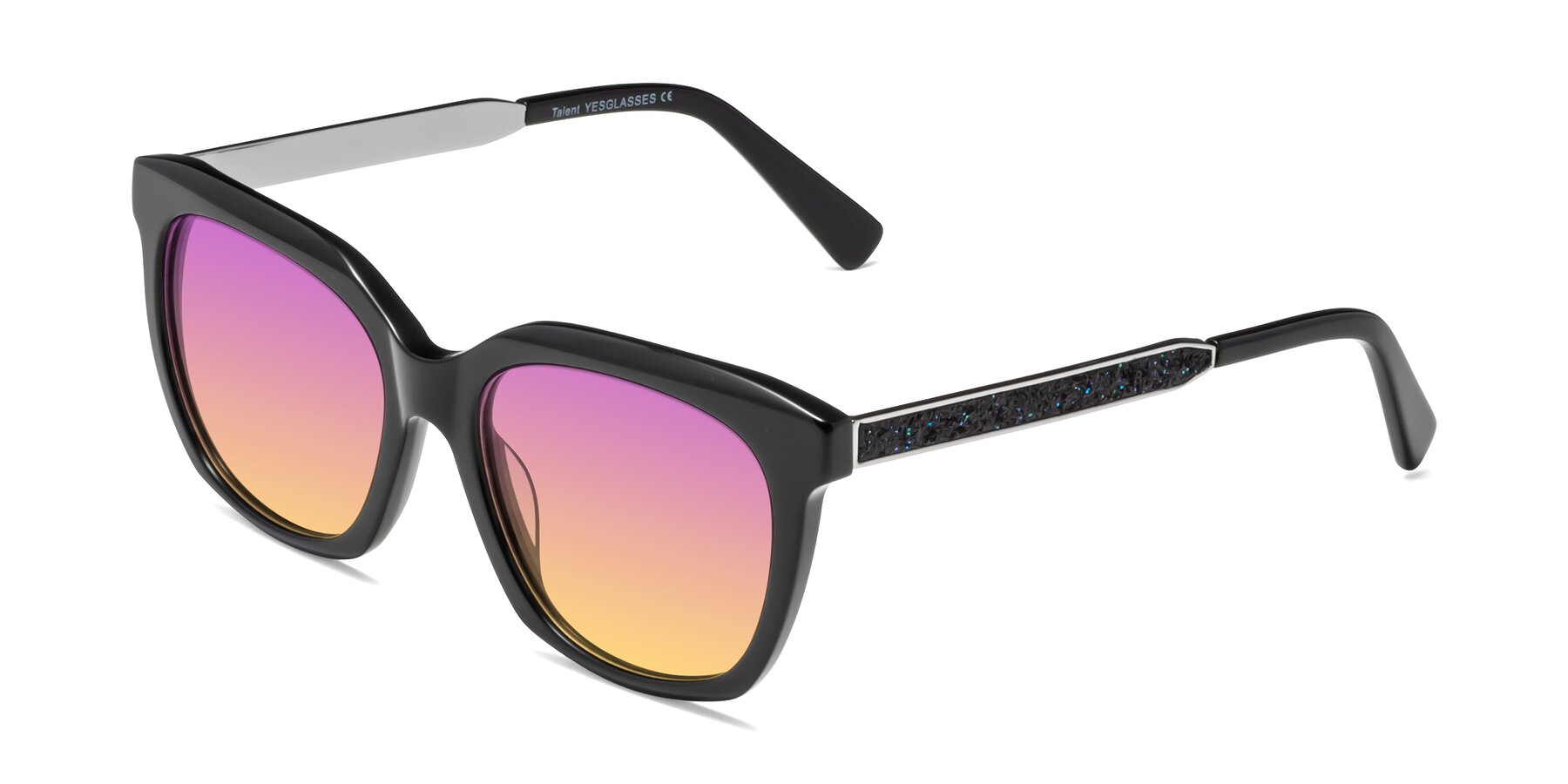 Angle of Talent in Black with Purple / Yellow Gradient Lenses