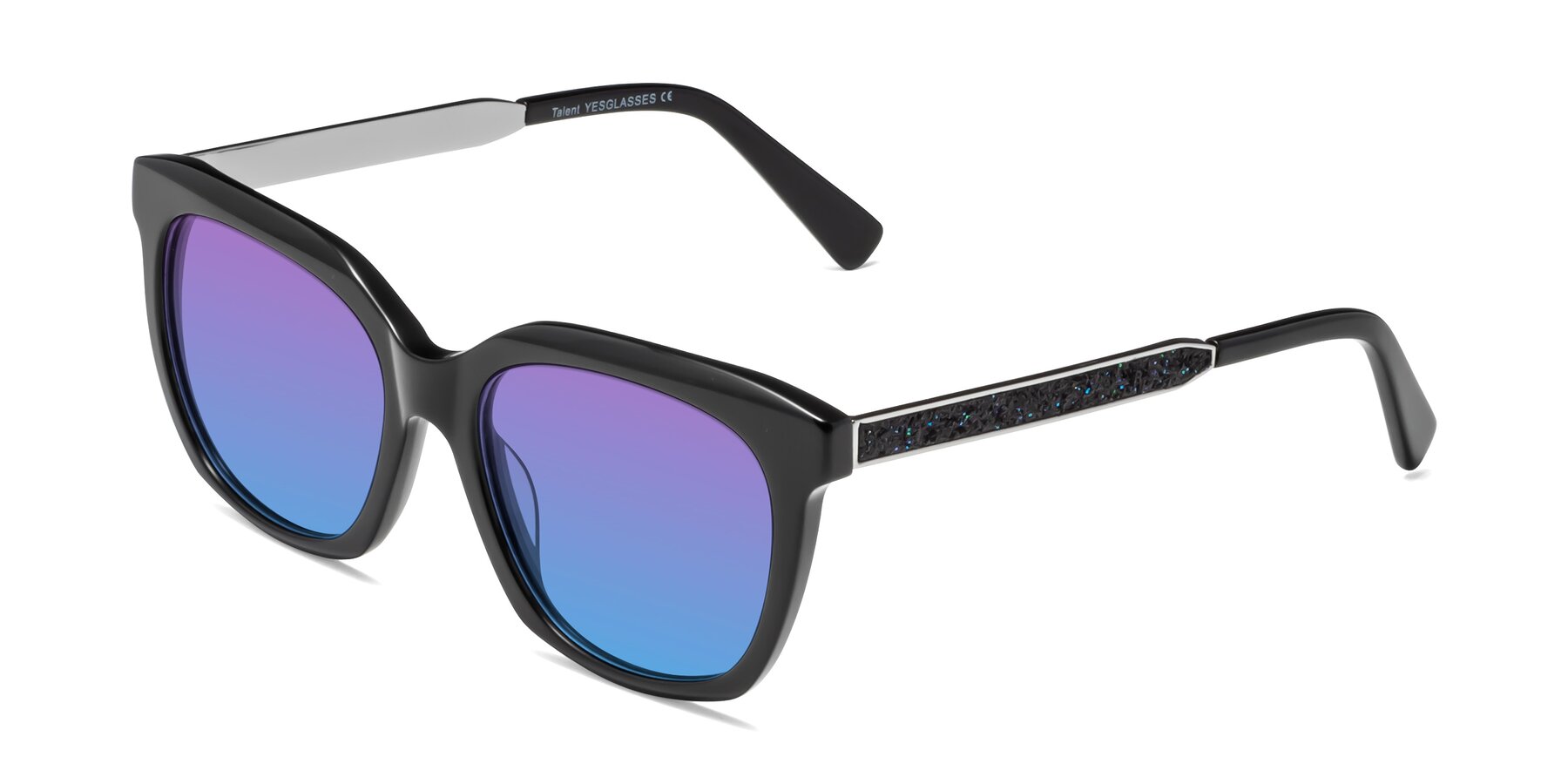Angle of Talent in Black with Purple / Blue Gradient Lenses