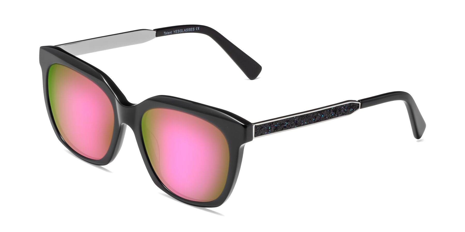 Angle of Talent in Black with Pink Mirrored Lenses