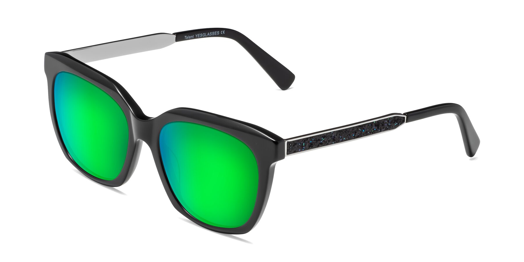 Angle of Talent in Black with Green Mirrored Lenses