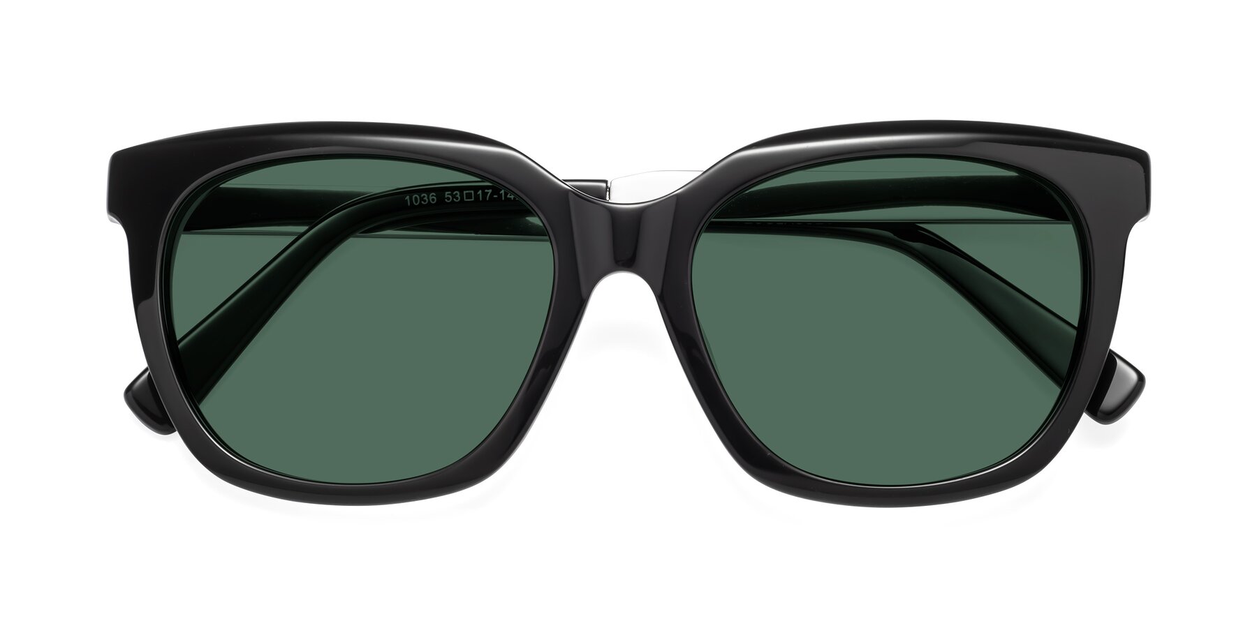Folded Front of Talent in Black with Green Polarized Lenses