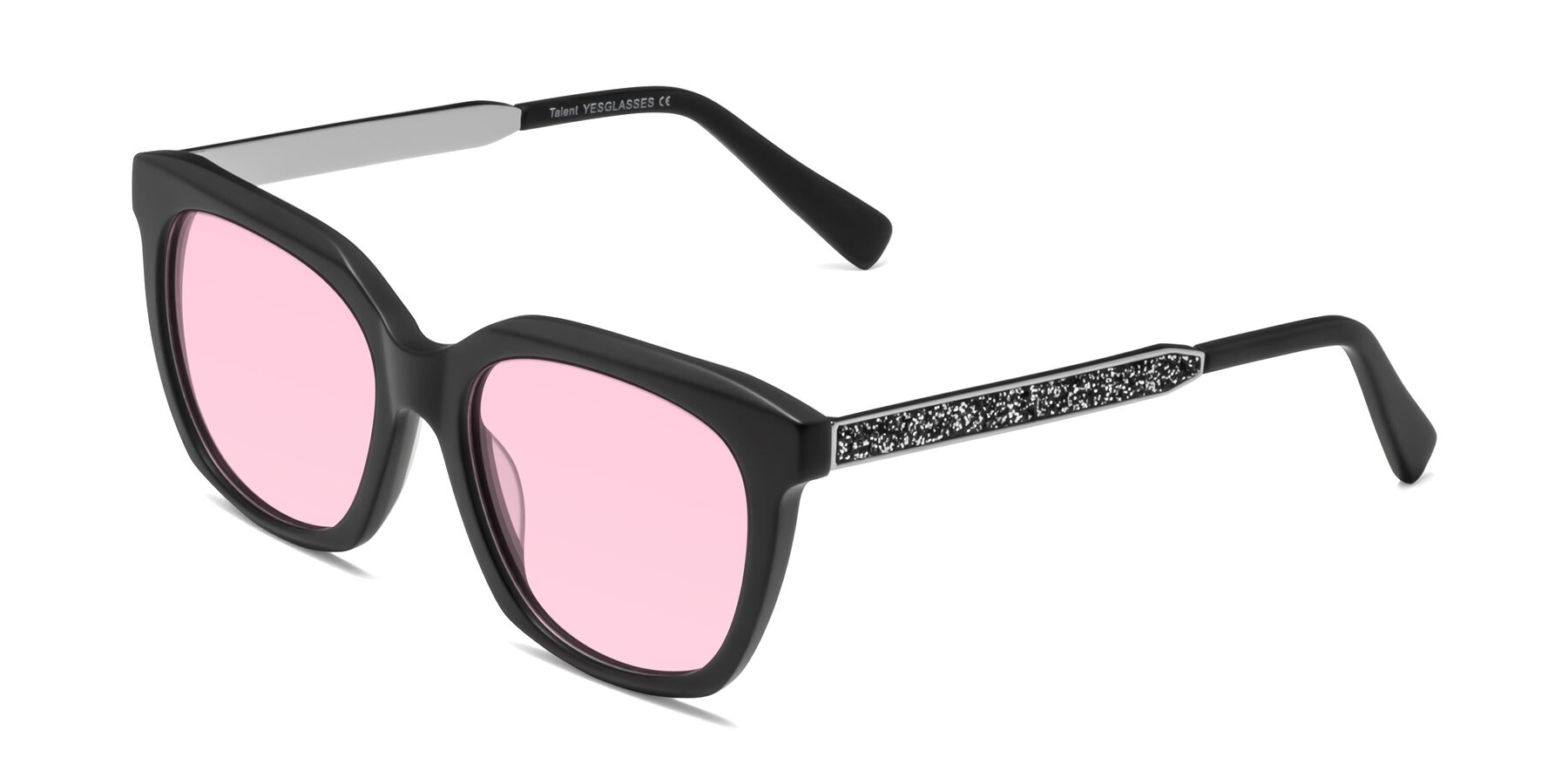 Angle of Talent in Matte Black with Light Pink Tinted Lenses