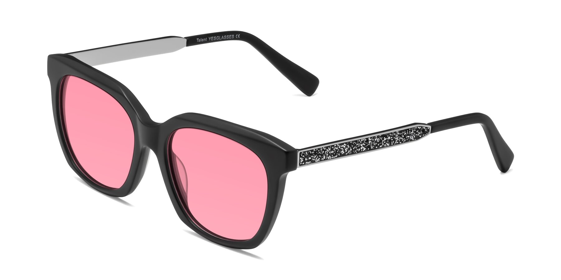 Angle of Talent in Matte Black with Pink Tinted Lenses