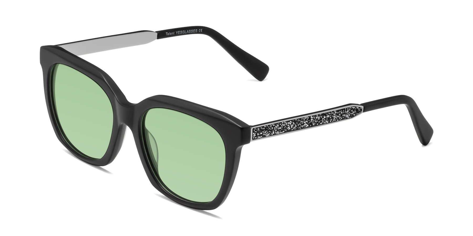 Angle of Talent in Matte Black with Medium Green Tinted Lenses