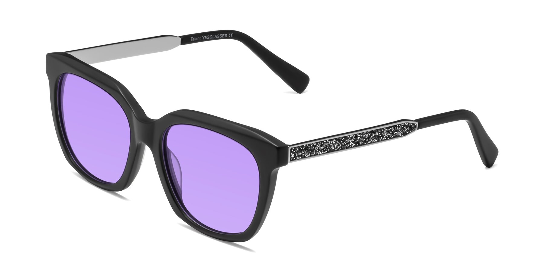 Angle of Talent in Matte Black with Medium Purple Tinted Lenses