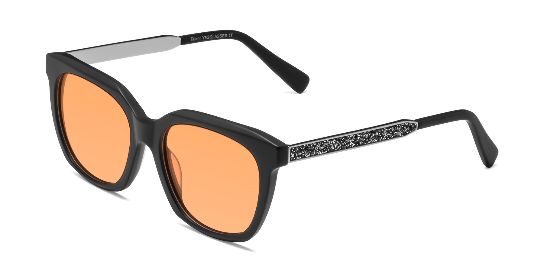 Angle of Talent in Matte Black with Medium Orange Tinted Lenses