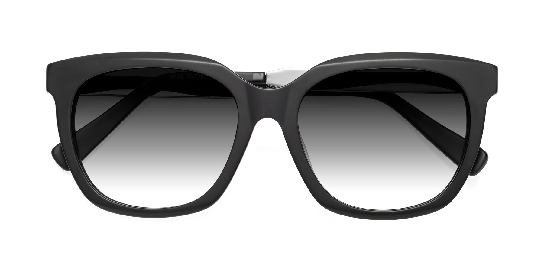 Folded Front of Talent in Matte Black with Gray Gradient Lenses