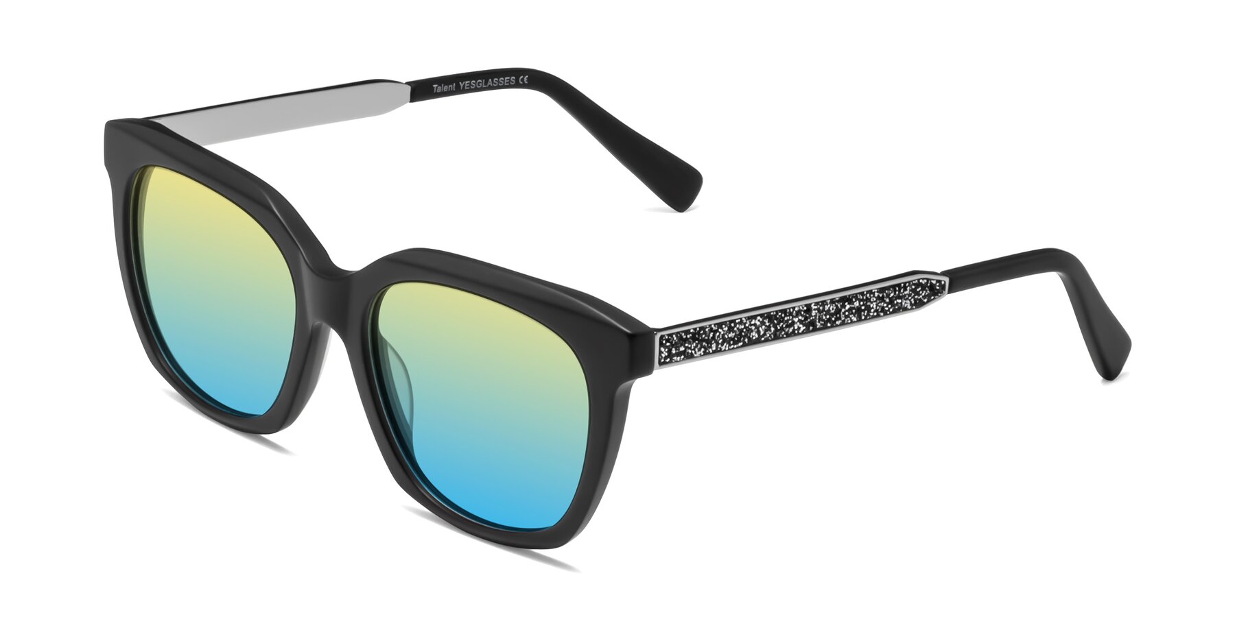 Angle of Talent in Matte Black with Yellow / Blue Gradient Lenses