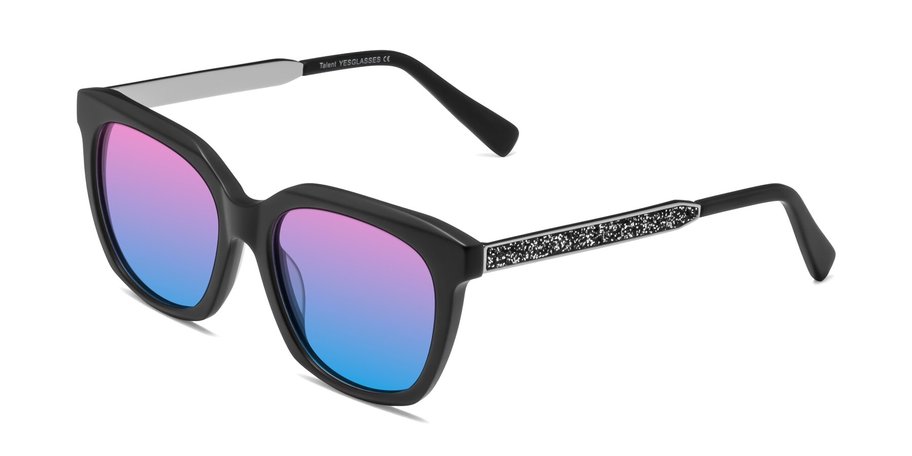 Angle of Talent in Matte Black with Pink / Blue Gradient Lenses