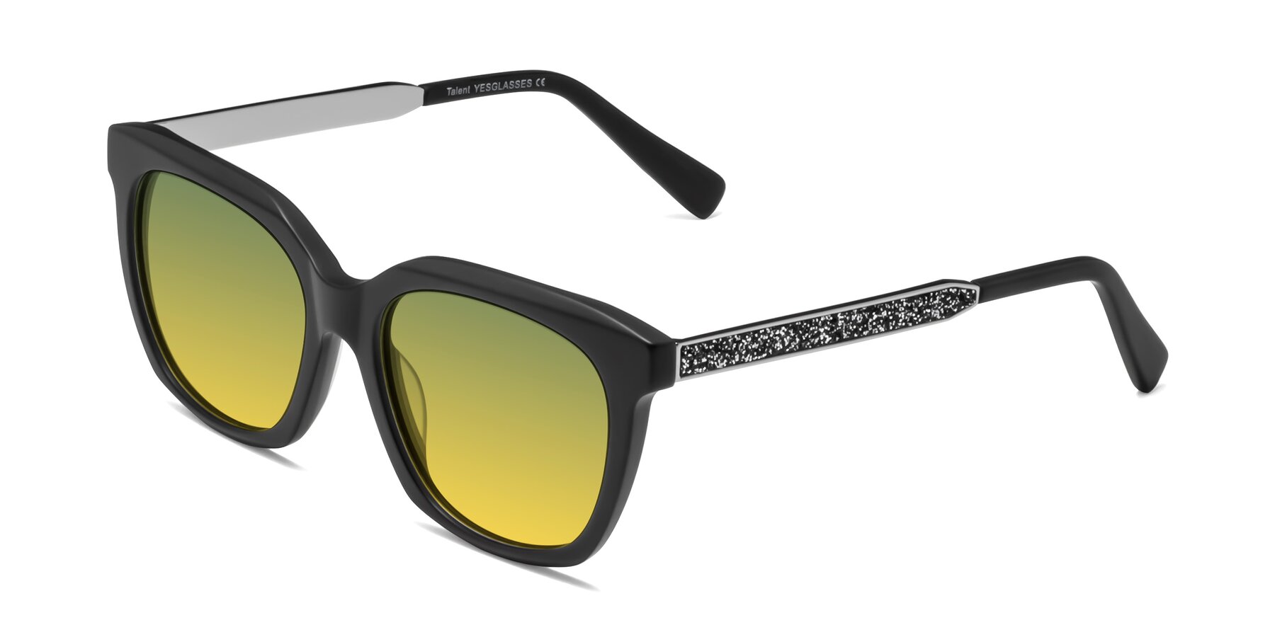 Angle of Talent in Matte Black with Green / Yellow Gradient Lenses