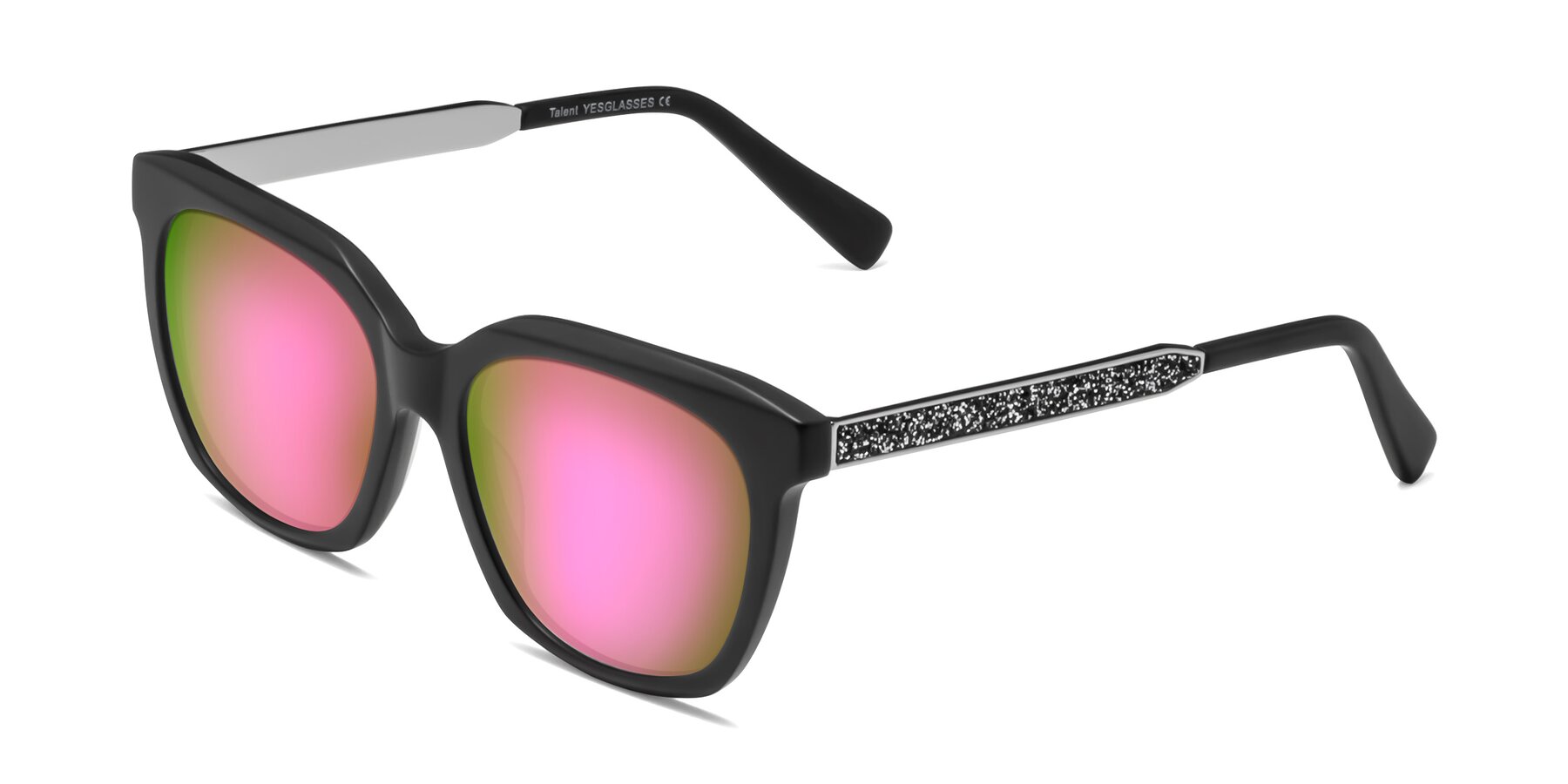 Angle of Talent in Matte Black with Pink Mirrored Lenses