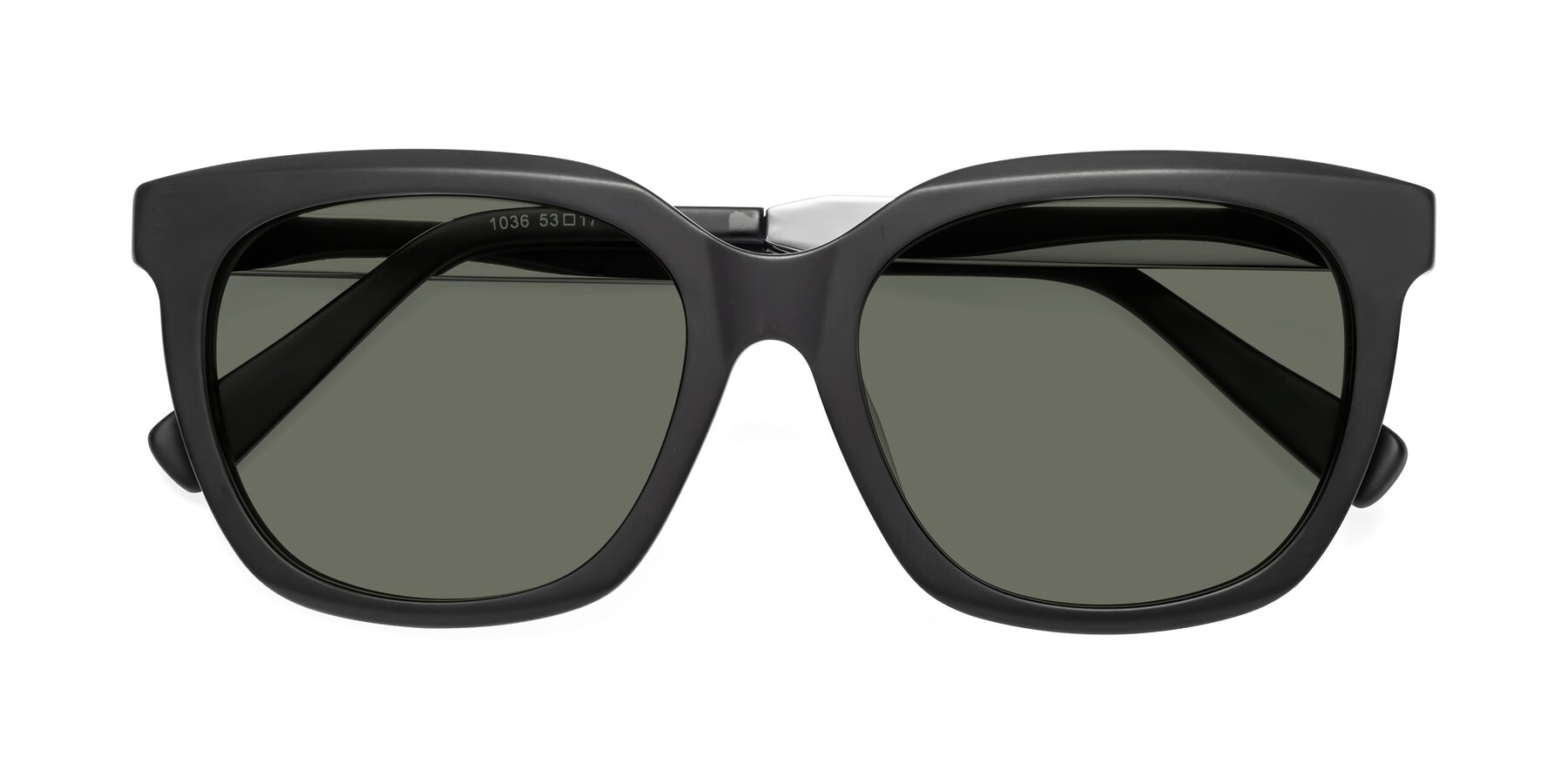 Folded Front of Talent in Matte Black with Gray Polarized Lenses