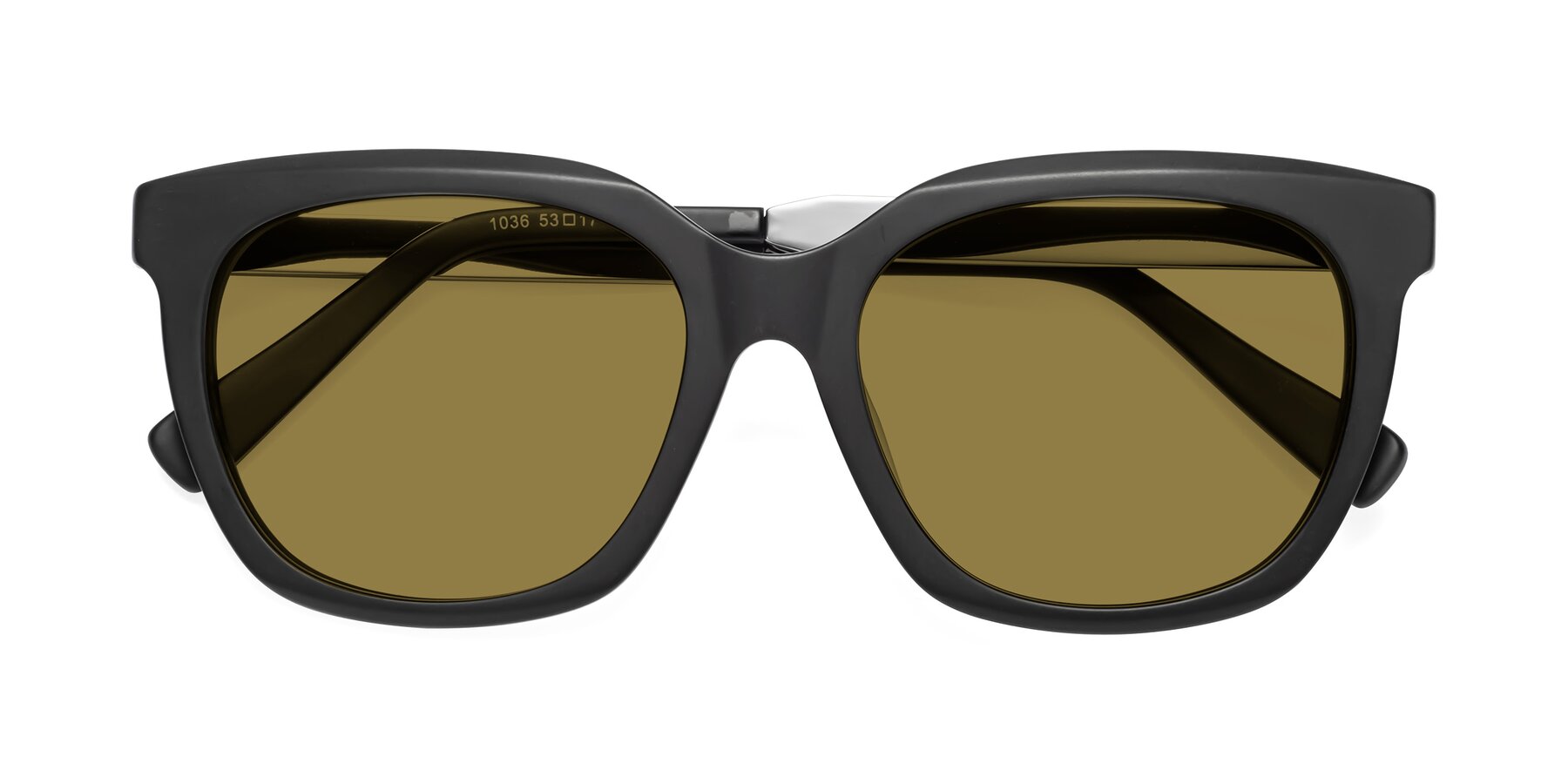 Folded Front of Talent in Matte Black with Brown Polarized Lenses