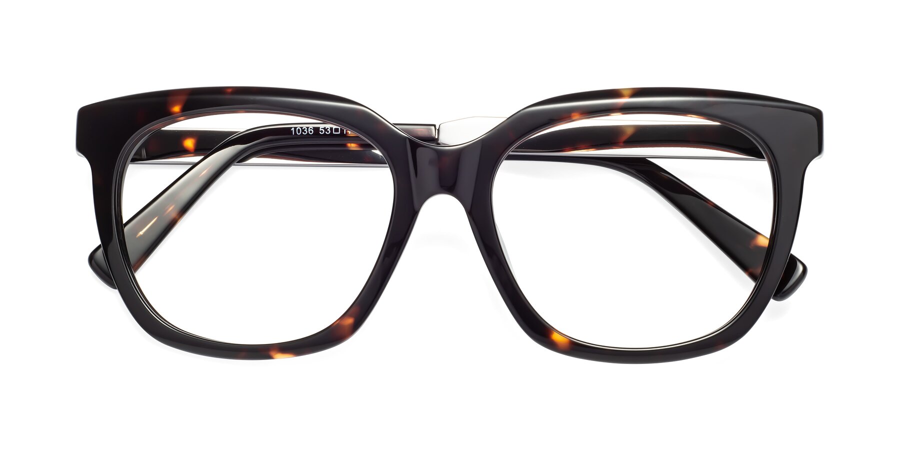 Folded Front of Talent in Tortoise with Clear Blue Light Blocking Lenses