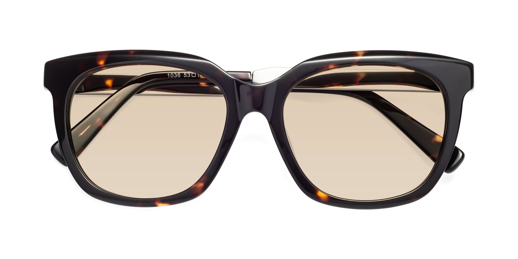 Folded Front of Talent in Tortoise with Light Brown Tinted Lenses